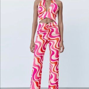 ZARA - two piece print crop and flared pants set!